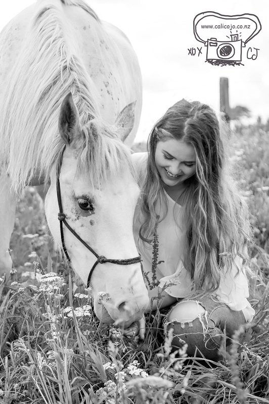 girl and pony in black and white
