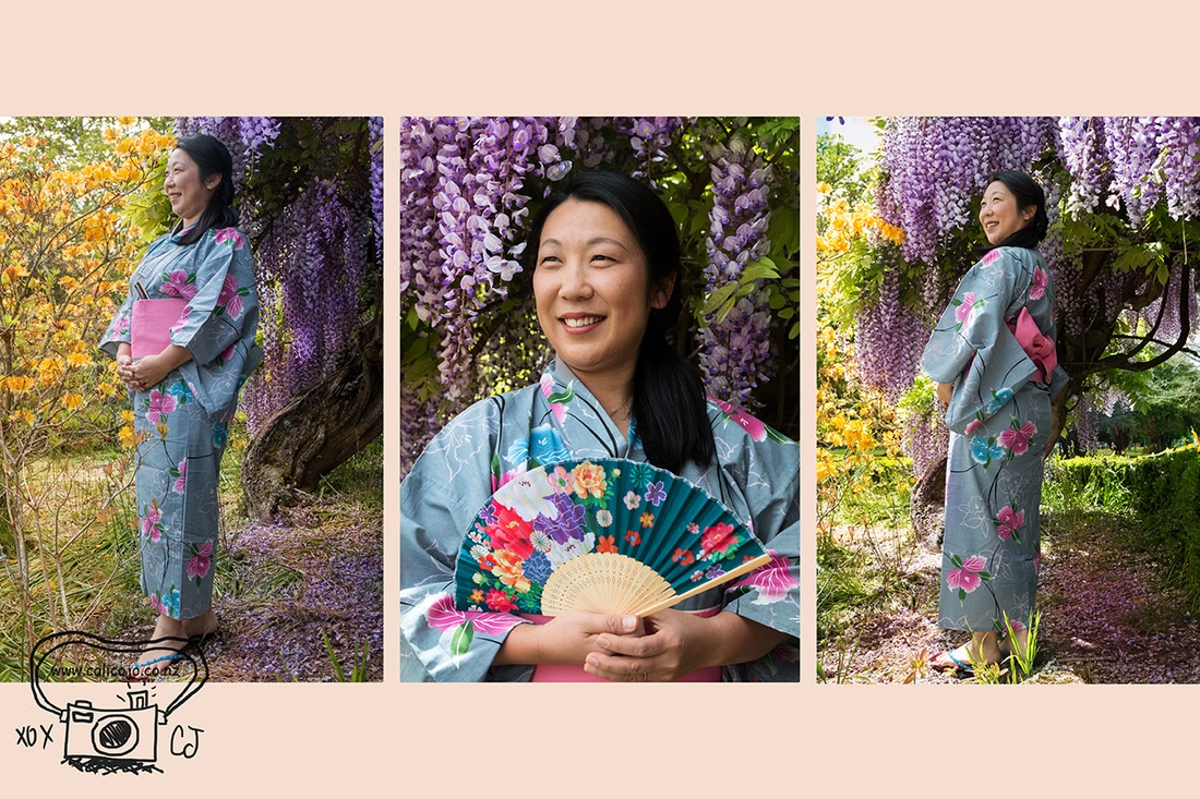 Japanese lady in traditional summer kimono